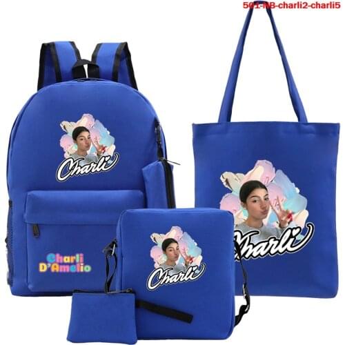 Hot Sale Charli Damelio 3pcs Women Backpack Men Cartoon Backpack Back to College Bags for Teenage Girls Boys Travel Bag