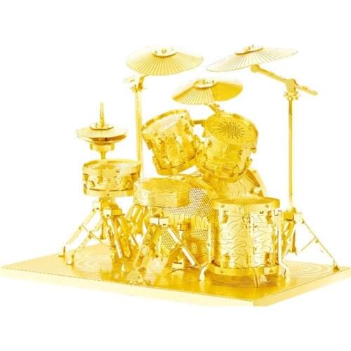 3D Metal Model Puzzle Shelf Drum Golden Brass Laser Cut Assemble Jigsaw Toys for Children
