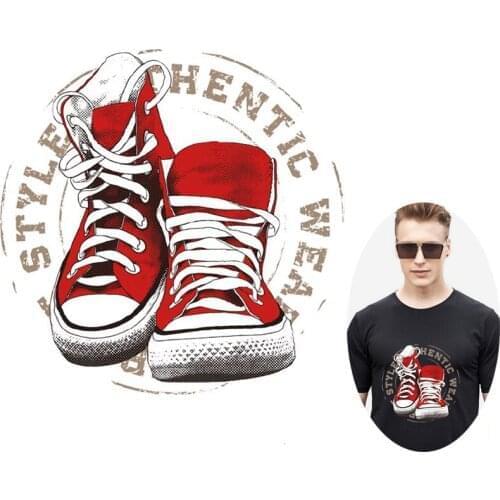 Fashion Shoes ironing Heat Transfer PVC Patch For Clothes DIY Cartoon Thermal Transfer Hot Vinyl Iron Sticker Apparel Accessory