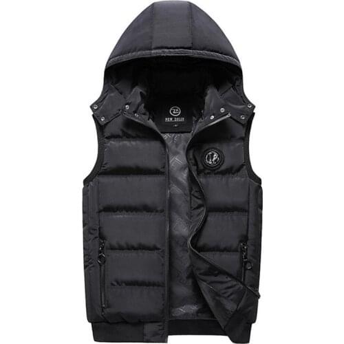 Mens Jacket Sleeveless Vest Winter New Fashion Casual Coats Male Cotton-Padded Mens Vest Outwear Thicken Waistcoats