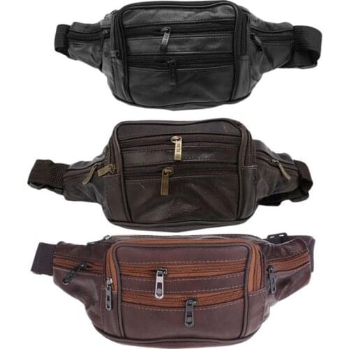 Mens Vintage Leather Messenger Bag Waist Pack Pouch Outdoor Hiking Motorcycle 20CA