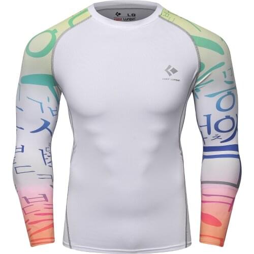 Cody Lundin Mens Digital Printed Compression Rash Guard Tight Long Sleeve Jiu Jitsu Tops