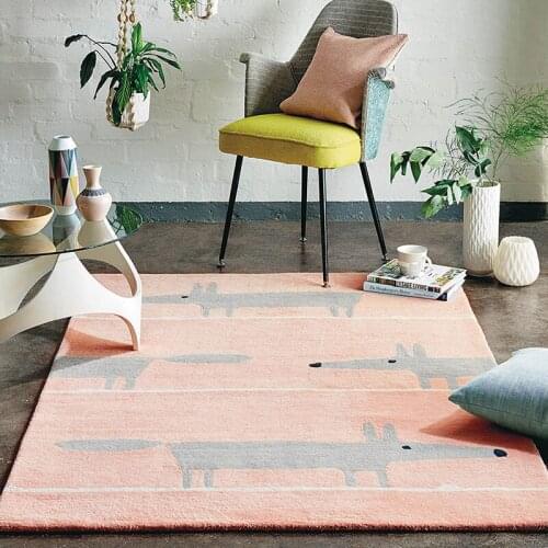 Nordic Style Cartoon Pattern Soft Carpet Childrens Room Large Area Short Pile Floor Carpet Corridor Living Room Decoration