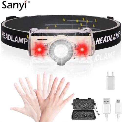 L2 LED Sensor Headlamp Zoom Focus Headlamp USB Rechargeable Torch Outdoor Fishing Headlamp Waterproof Camping Hunting Head Lamp