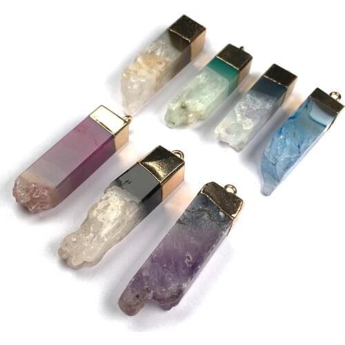 Natural Stone Pendants Charm Agates Necklace Pendant for Jewelry Making Size 12x40-13x45mm