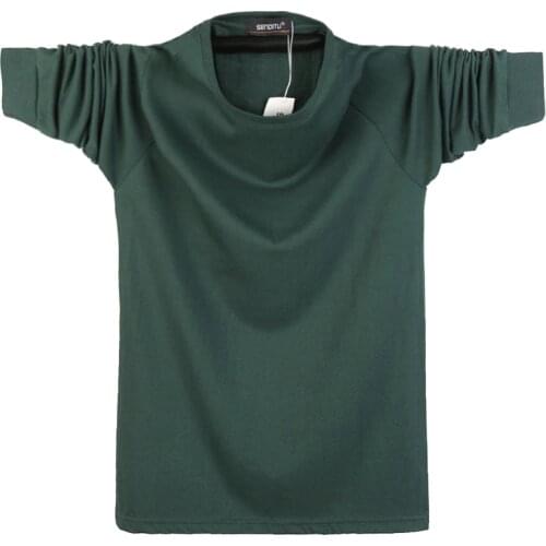 NEW T Shirt Men Solid Color Homme Top Tees Men O-Neck 2021 Cotton Spring Autumn Long Sleeved Casual T-Shirts Big Size 5XL