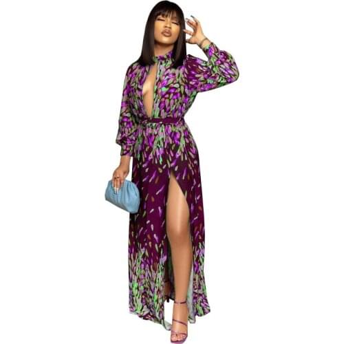 New African Dresses For Women Vetement Femme 2021 Flower Print Africa Maxi Dress African Clothes Dashiki Ankara Dresses Ladies