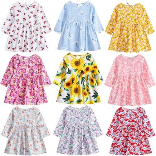 Toddler Kids Baby Girl Autumn Dress Long Sleeve Cotton Party Casual Dresses Clothes