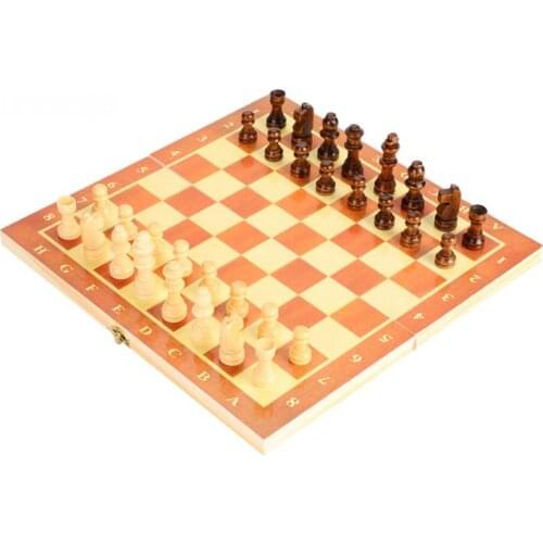 Portable Funny Folable Wooden International Chess Set Board Game Chessboard Sports Entertainment for Party Family Activities