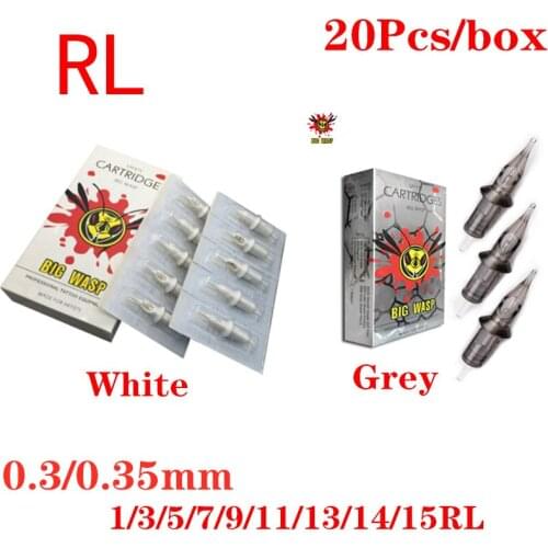 Professional BIGWASP Tattoo Cartridge Needle Standard Grey White Round Liner 1001RL 1003RL 1005RL 1007RL 20Pcs/box