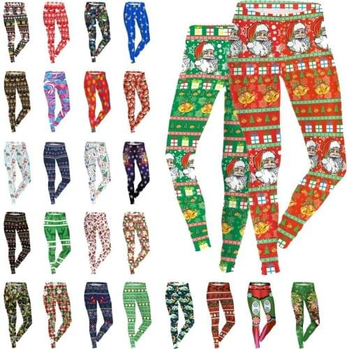 Christmas Women Long Pants Digital Printing Skinny Leggings Halloween Pajama Pencil Pants Fall Winter Trousers Holiday Clothings