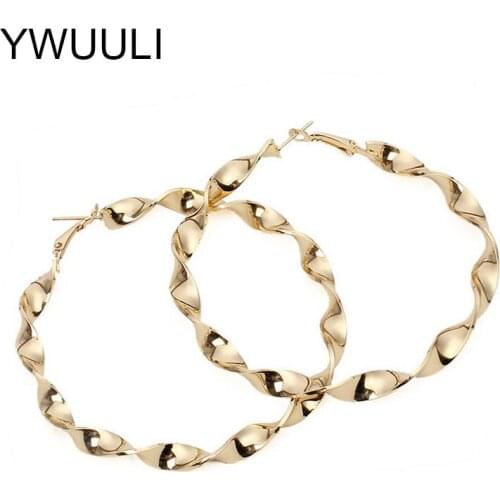 New Exaggerated Aros Geometric Wave Hoop Earrings for Women Big Round Circle Statement Earrings Brincos Fashion Jewelry RY155