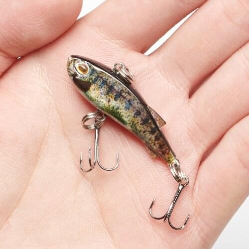 4.2g Mini Artificial Fishing Lure Hard Bait Vib Wobbler Diving Swivel Bait Fishing Lure Vibration Carp Pike Swim Tackle Painted