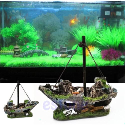 Wreck Sunk Ship Aquarium Ornament Sailing Boat Destroyer Fish Tank Cave Decor Landscape Decor Fish Tank Aquarium Accessories