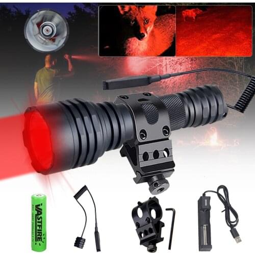 Green/Red Hunting Flashlight XM-L2 LED rechargable Tactical Flashlights lantern waterproof Torch Lamp+Mount+Switch+18650+Charger