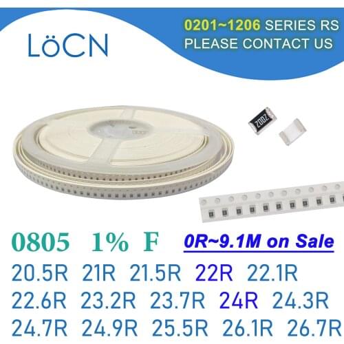0805 1% 5000PCS SMD Resistor F 20.5R 21R 21.5R 22R 22.1R 22.6R 23.2R 23.7R 24R 24.3R 24.7R 24.9R 25.5R 26.1R 26.7R 2012 OHM