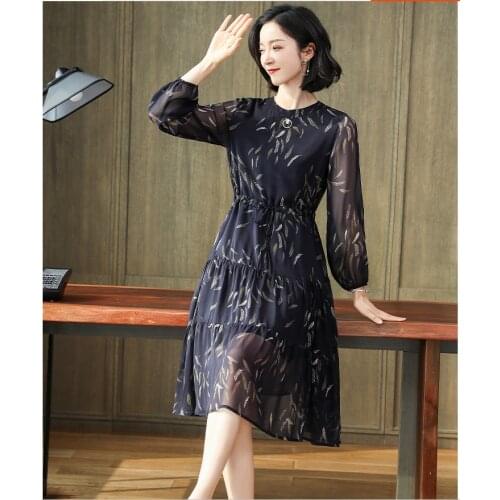 100% Real Silk Dresses for Women Summer 20201 Female High Waist Dress Elegant Slim Woman Dress Vestidos De Mujer Zjt2525