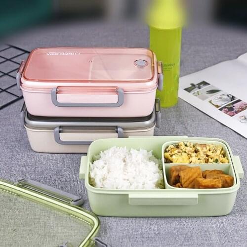1200ml Eco-Friendly Lunch Box with Compartment Bento Box Leakproof Food Container Microwave Heating Lunchbox Portable Tableware