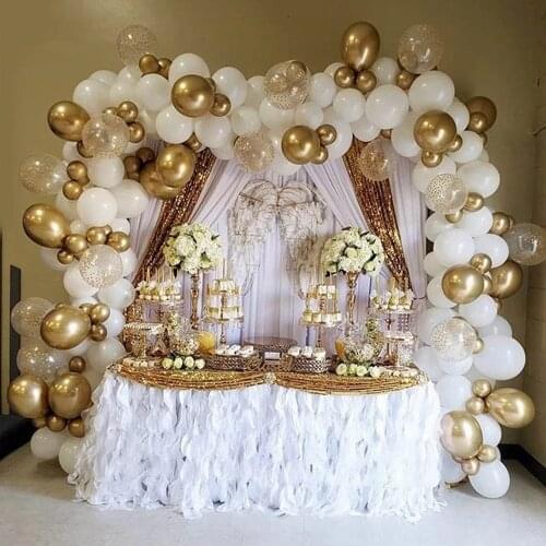 147pcs White Gold Balloon Garland Arch Kit Gold Dot Chrome Metallic Latex Ballon Wedding Birthday Party Decor Baby Shower Globos