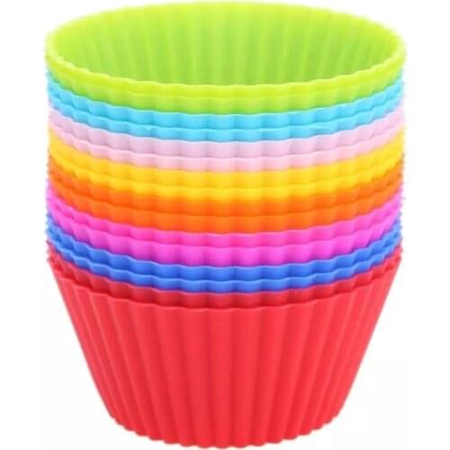 16pcs/lot Muffin Cupcake Mould Colorful Round Shape Silicone Cupcake Mould Bakeware Maker Mold Tray Baking Cup Liner Molds
