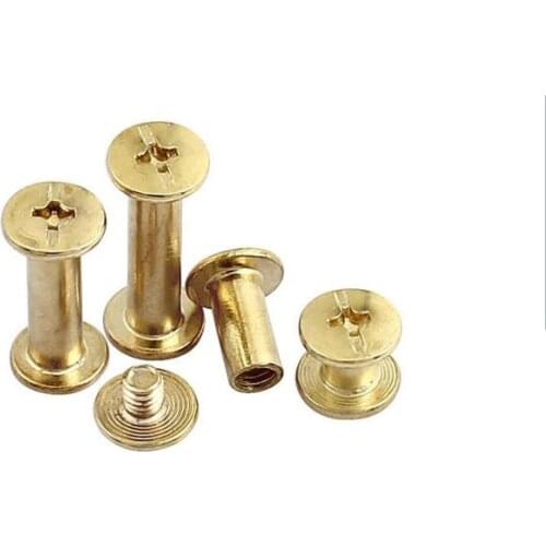 20Sets/lot 6/10/12/20mm Metal Craft Screw Rivets Brass Plating Nail Rivets Photo Scrapbooking Bookkeeping Screws Bolt Rivets