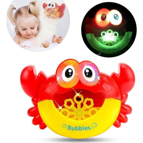 2020 New Bubble Machine Crab Automatic Bubble Maker Flashing Lights Music Baby Bath Toy