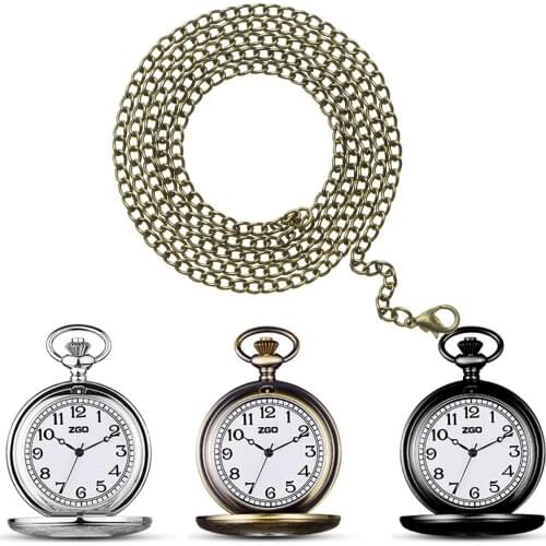 2P Retro Vintage Metal Pocket Watch Chain Link Classic Antique Gift Men Women Watch Chain Lobster Claw Pocket Watch Accessories