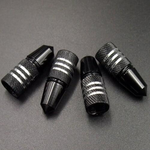 4pcs Black Universal Bullet Shape Car Wheel Tire Valve Air Stem Dust Caps Cover Truck Auto Vehicle Motorcycle Bicycle Accessory