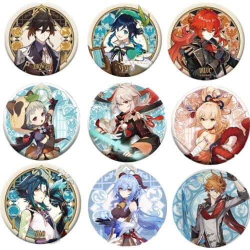 Anime Game Genshin Brooch Impact Kaedehara Kazuha Yoimiya Tartaglia XIAO Badge Pin Cosplay Badge Props Cartoon Accessories