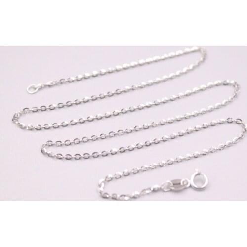Pure 18K White Gold Necklace 1.7mm Wide O Link Chain Necklace Stamped Au750 For Women Gift 40cm / 2g