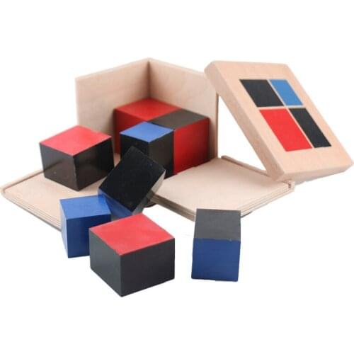 Montessori Wood Binomial Puzzle Box Baby Learning Toy Birthday Gift Early Education Senses Building Blocks Toys For Childrens