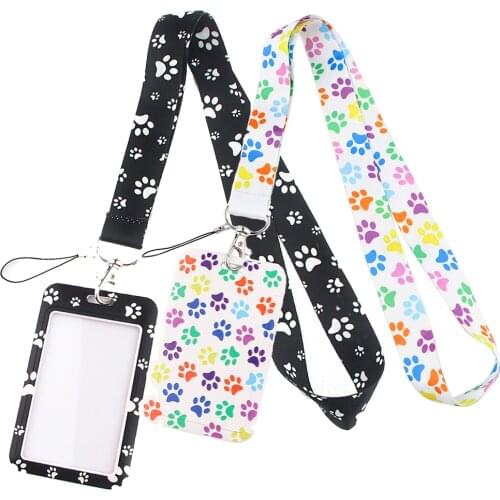 DZ1404 Dog Paw Print Lanyards for Key Neck Strap lanyard card ID Holder Gym Key Chain Key Badge Holder DIY Hang Rope Key Rings