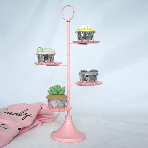 European metal cake stand wedding props pink dessert frame cupcake display dessert plate cake plate