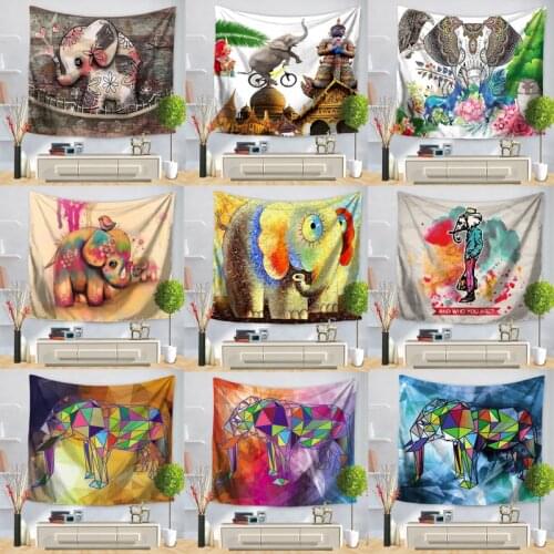 Elephant Tapestries Colorful Indian Mandala Tapestry Wall Hanging Printed Decoration