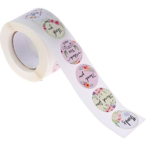 Hot 500pcs/roll ''Thank You'' Stickers Seal Labels Scrapbook Handmade Stickers Circle Stationery Stickers For Food Envelope Gift