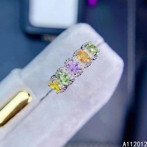 KJJEAXCMY fine jewelry S925 sterling silver inlaid natural color sapphire new girl popular ring support test Chinese style