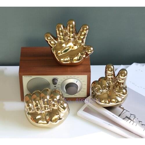 Creativity Ceramics Golden Hand Character Handicraft Ornaments Modern Home Decoration Figurine Living Room Decoration Cartoons