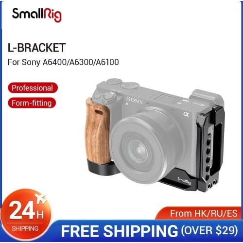 SmallRig L-Bracket Plate With Wooden Handle for Sony A6400/A6300/A6100 Arca-Swiss Standard L Plate Mounting Plate - 2331