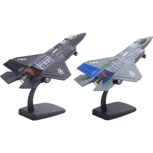 Alloy Diecast Metal Pull Back Aircraft American Fighter Plane Toys Model with Stand Educational Toy Collectables