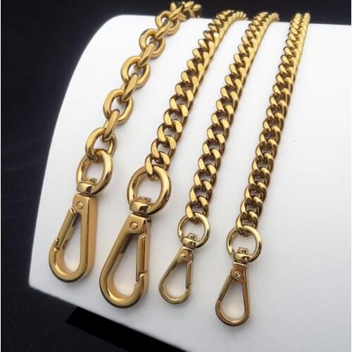1pcs Metal Bag Strap Shoulder Chain Replacement Metal Bag Chains Purse Chain With Buckles Craft DIY Bag Parts Gold High Quality