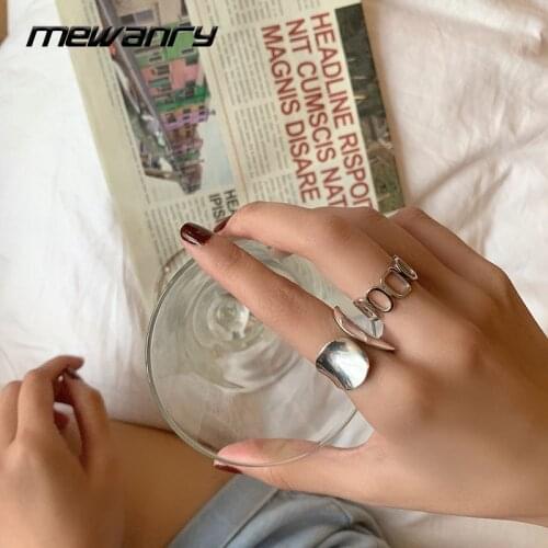 Mewanry925 Sterling silver Rings New Fashion Simple Design Hollowed Glossy Party Trendy Elegant Jewelry Gift for Women Wholesale