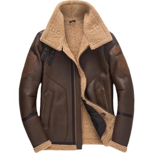 Men Winter Thicker Fur One Genuine Leather Jacket Mens Sheepskin Leather Outwear Shearling Coats Plus size xxxxxl
