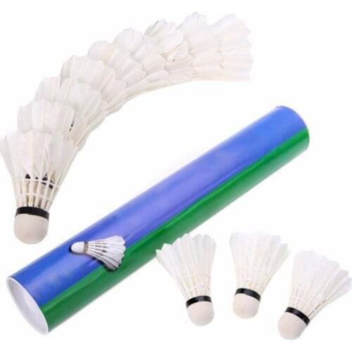 12 Pcs Badminton Balls Goose Feather Shuttlecocks White for Sport Training High Quality Badminton Ball