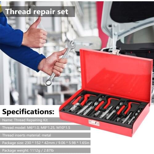131Pcs Car Thread Repairing Tool Kit Spanner Wrench Inserts Drill Tap Set for Restoring Damaged Threads