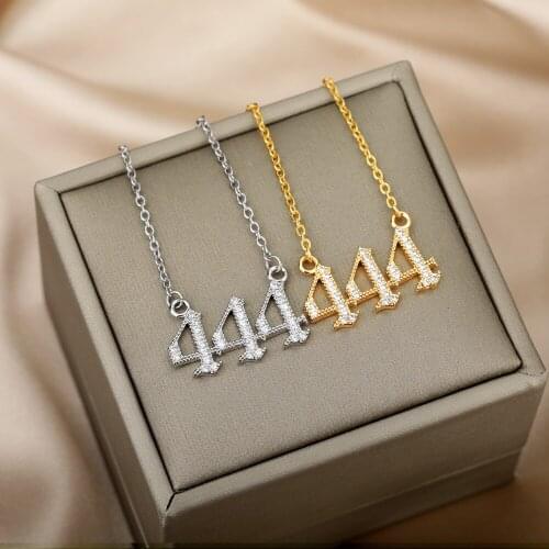 Zircon Crystal Angel Number Necklace For Women Girls 111 To 999 444 777 888 Devil Necklaces Choker Collar Chain Vintage Jewelry