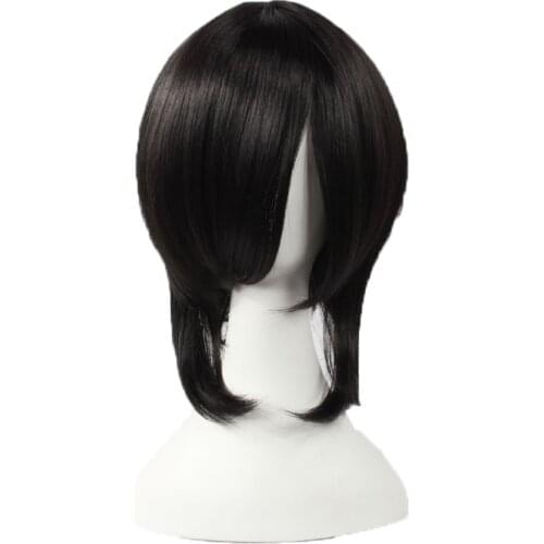 Anime Black Butler Kuroshitsuji Sebastian Michaelis Short Black Heat Resistance Synthetic Hair Cosplay Costume Wigs + Wig Cap
