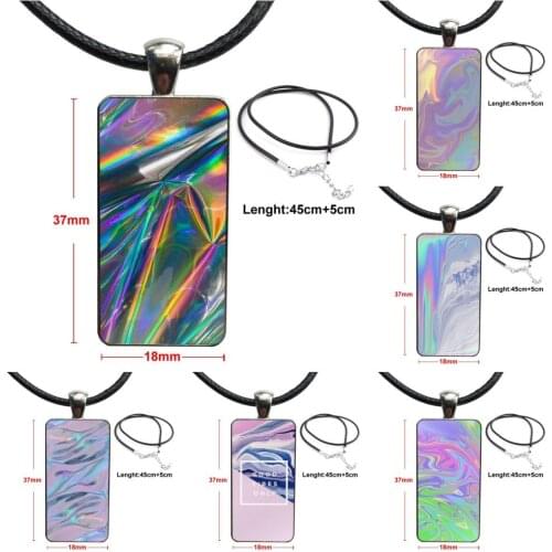 Pastel Metallic Tumblr Original Black For Kids Beads Steel Color Glass Cabochon With Rectangle Shaped Pendant Choker Necklace