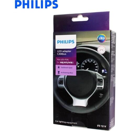 Philips 12V LED Canbus Adapter H8 H11 H16 Fog Light Decoder Car Accessories Warning Canceller Smooth Functioning 18954 C2, Pair