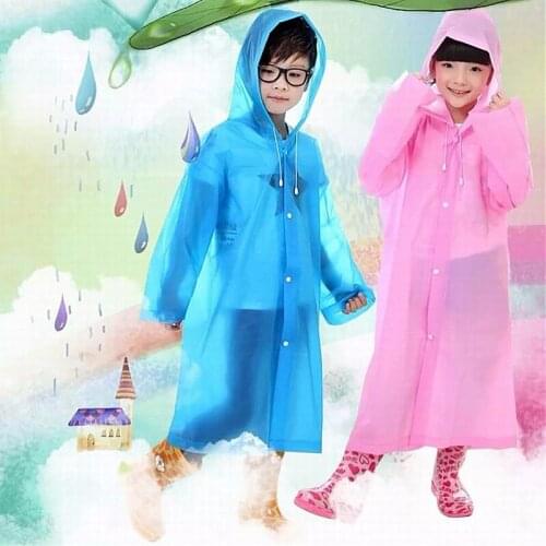 Plastic Kids Rain Coat Candy Color One piece raincoat Travel Rainwear Student Rainsuit Waterproof Boy Girl Camping Gifts