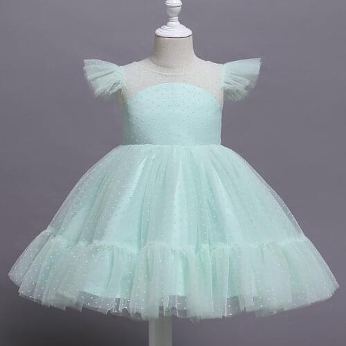 Polka-Dotted Wedding Party Dress for Girls Tutu Elegant Birthday Children Dresses Christmas Princess Costume Evening Prom Gown